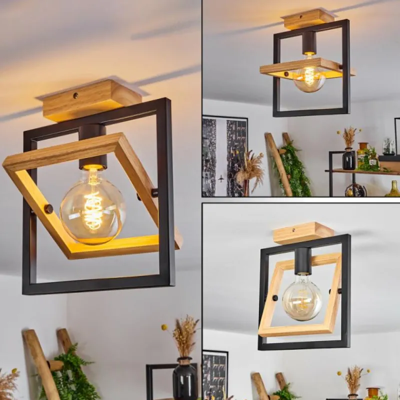 Luminaires Scandinaves-hofstein Plafonnier Espenel Bois clair, Noir, 1 lumière