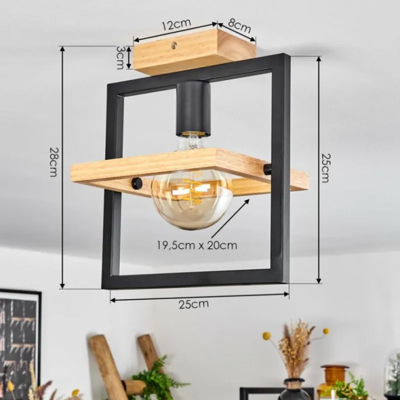 Luminaires Scandinaves-hofstein Plafonnier Espenel Bois clair, Noir, 1 lumière