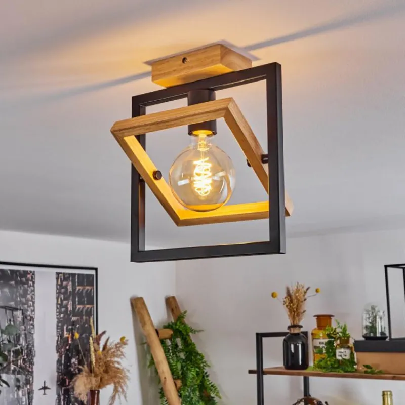 Luminaires Scandinaves-hofstein Plafonnier Espenel Bois clair, Noir, 1 lumière