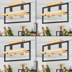 Luminaires Scandinaves-hofstein Plafonnier Espenel Bois clair, Noir, 2 lumières