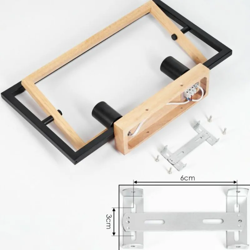 Luminaires Scandinaves-hofstein Plafonnier Espenel Bois clair, Noir, 2 lumières