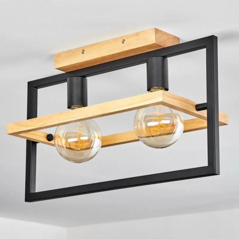 Luminaires Scandinaves-hofstein Plafonnier Espenel Bois clair, Noir, 2 lumières