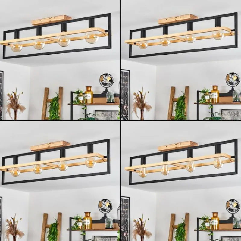 Luminaires Scandinaves-hofstein Plafonnier Espenel Écru, Noir, 4 lumières