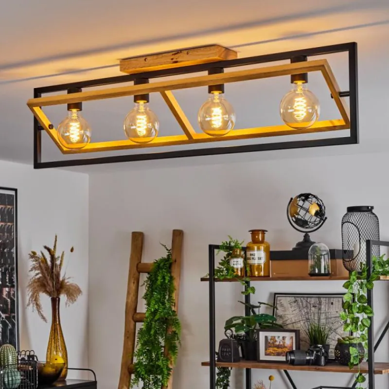 Luminaires Scandinaves-hofstein Plafonnier Espenel Écru, Noir, 4 lumières