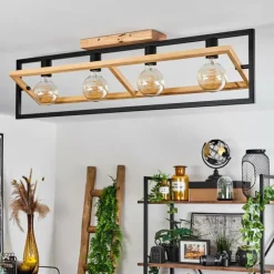 Luminaires Scandinaves-hofstein Plafonnier Espenel Écru, Noir, 4 lumières