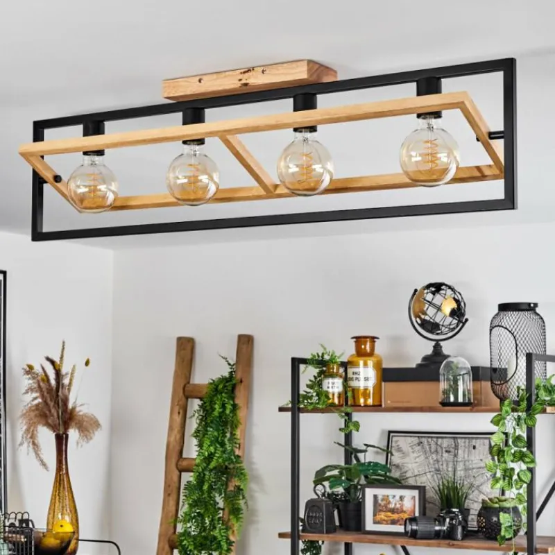 Luminaires Scandinaves-hofstein Plafonnier Espenel Écru, Noir, 4 lumières