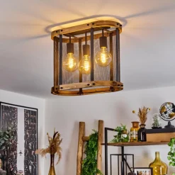 Luminaires Scandinaves-hofstein Plafonnier Feillens Écru, Noir, 3 lumières