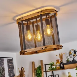 Luminaires Scandinaves-hofstein Plafonnier Feillens Écru, Noir, 3 lumières