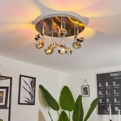 hofstein Plafonnier Fernandaires LED Nickel mat, 18 lumières