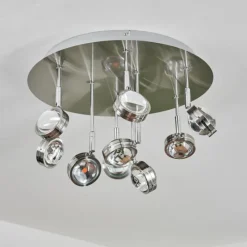 hofstein Plafonnier Fernandaires LED Nickel mat, 18 lumières