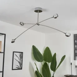 hofstein Plafonnier Fernandaires LED Nickel mat, 8 lumières