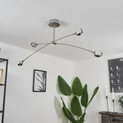 hofstein Plafonnier Fernandaires LED Nickel mat, 8 lumières