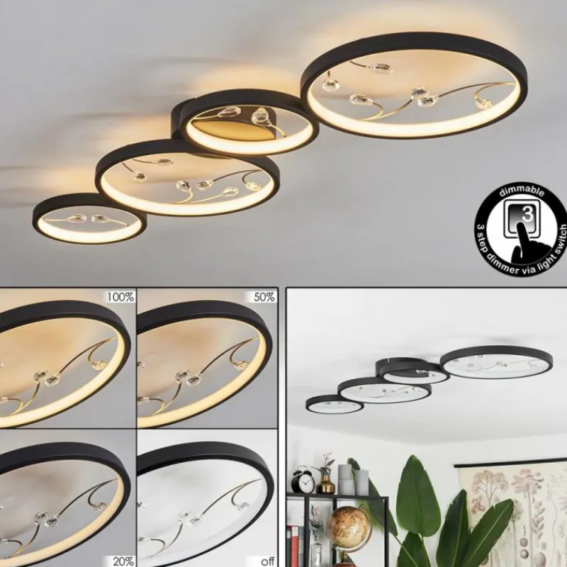 hofstein Plafonnier Fombillou LED Noir, 1 lumière