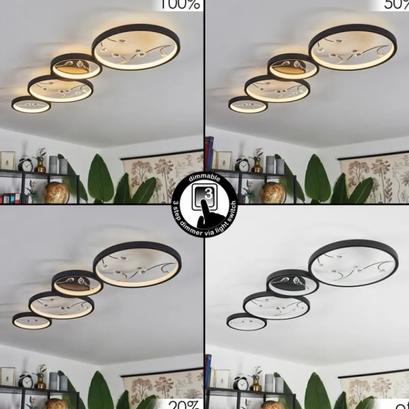 hofstein Plafonnier Fombillou LED Noir, 1 lumière