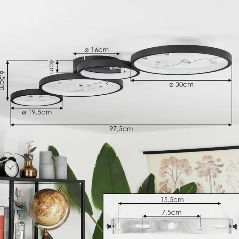 hofstein Plafonnier Fombillou LED Noir, 1 lumière