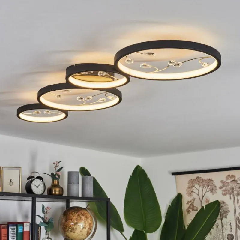 hofstein Plafonnier Fombillou LED Noir, 1 lumière