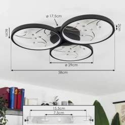 hofstein Plafonnier Fombillou LED Noir, 1 lumière