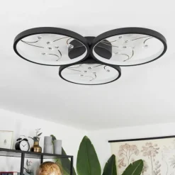 hofstein Plafonnier Fombillou LED Noir, 1 lumière