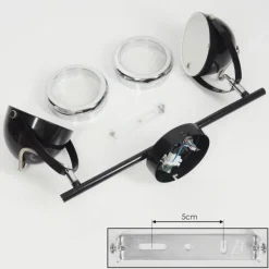 hofstein Plafonnier Foverup Chrome, Nickel mat, Noir, 2 lumières