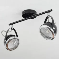 hofstein Plafonnier Foverup Chrome, Nickel mat, Noir, 2 lumières