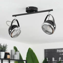 hofstein Plafonnier Foverup Chrome, Nickel mat, Noir, 2 lumières