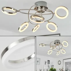 hofstein Plafonnier Frans LED Nickel mat, 1 lumière