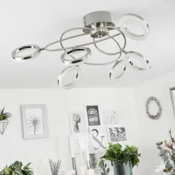 hofstein Plafonnier Frans LED Nickel mat, 1 lumière