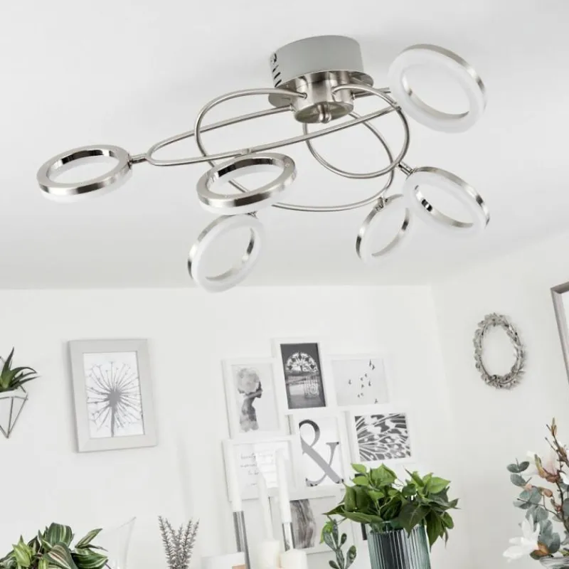 hofstein Plafonnier Frans LED Nickel mat, 1 lumière