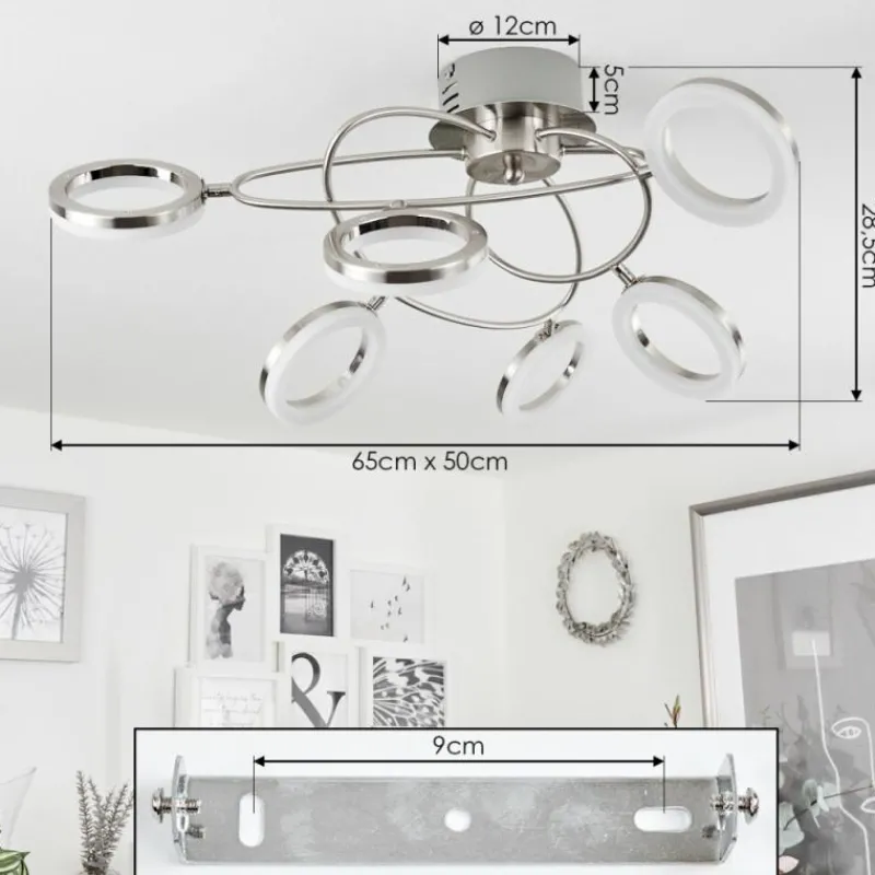 hofstein Plafonnier Frans LED Nickel mat, 1 lumière