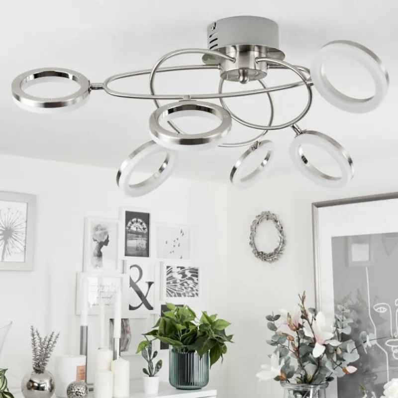 hofstein Plafonnier Frans LED Nickel mat, 1 lumière