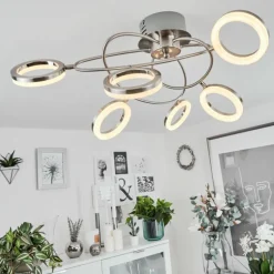 hofstein Plafonnier Frans LED Nickel mat, 1 lumière