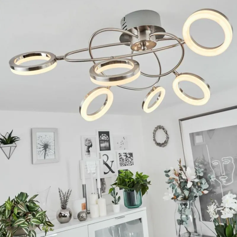 hofstein Plafonnier Frans LED Nickel mat, 1 lumière