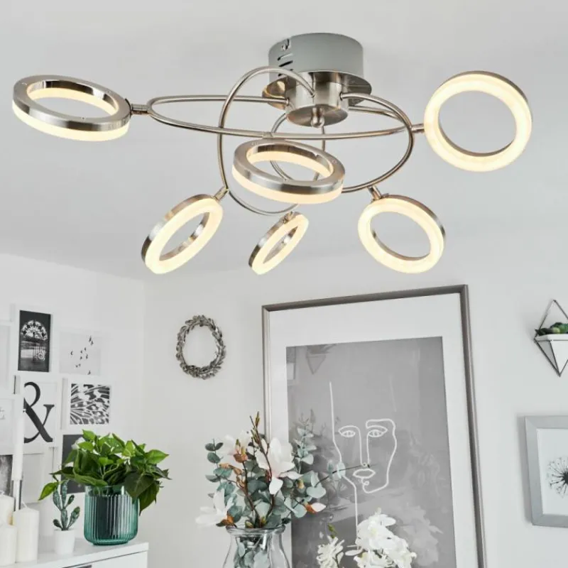 hofstein Plafonnier Frans LED Nickel mat, 1 lumière