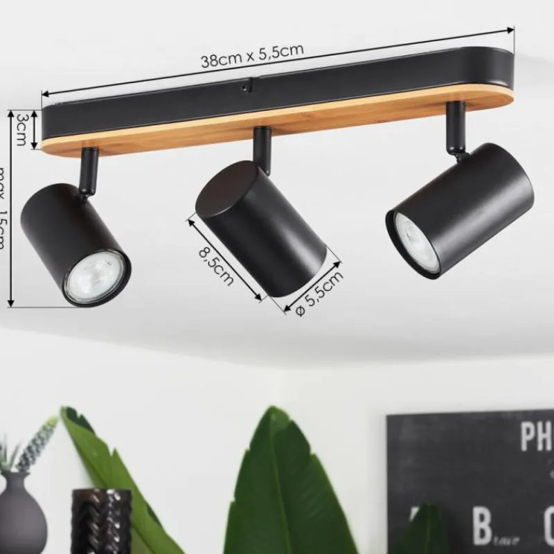 hofstein Plafonnier Gandufe Écru, Noir, 3 lumières