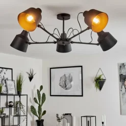 Lampes Industrielles-hofstein Plafonnier Gaudent Noir, 5 lumières