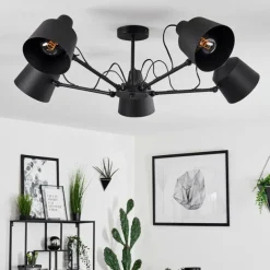 Lampes Industrielles-hofstein Plafonnier Gaudent Noir, 5 lumières