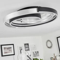 hofstein Plafonnier Golega LED Aluminium, Noir, 1 lumière