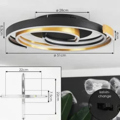 hofstein Plafonnier Golega LED Laiton, Noir, 1 lumière