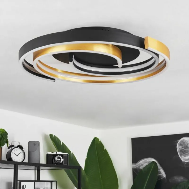 hofstein Plafonnier Golega LED Laiton, Noir, 1 lumière