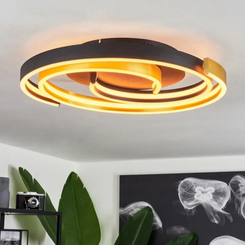 hofstein Plafonnier Golega LED Laiton, Noir, 1 lumière