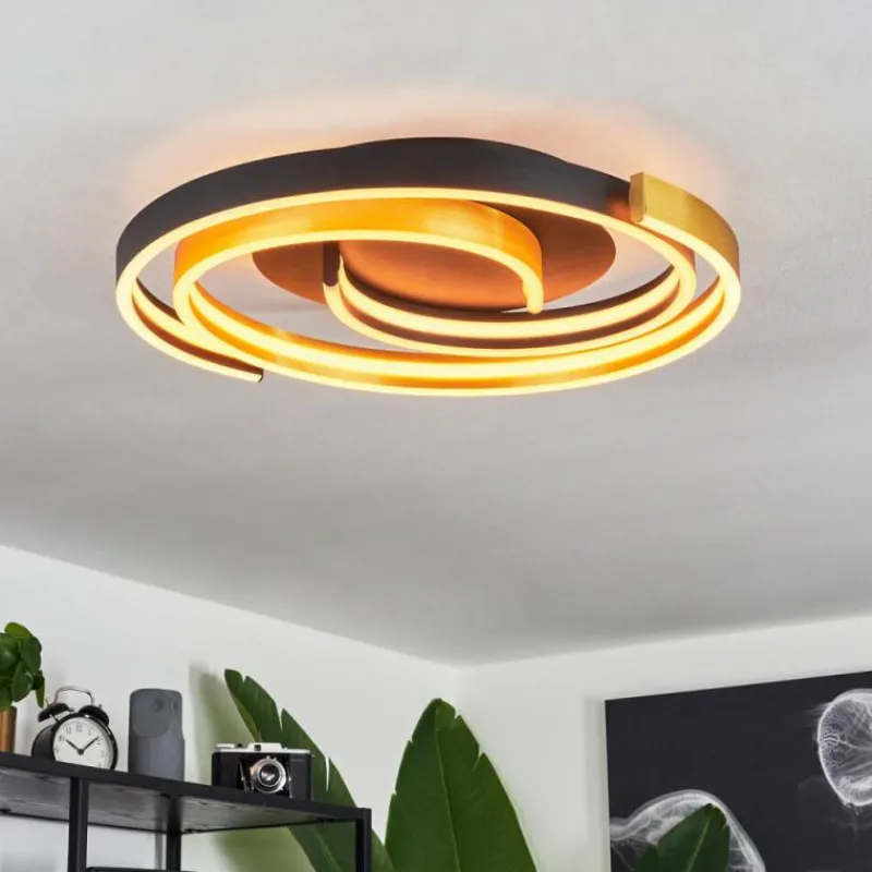 hofstein Plafonnier Golega LED Laiton, Noir, 1 lumière