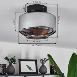 Suspension Verre Fumé-hofstein Plafonnier Gondim Fumé, 1 lumière