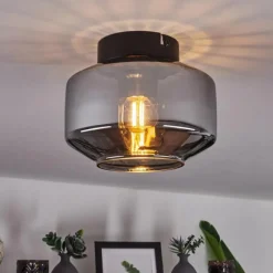 Suspension Verre Fumé-hofstein Plafonnier Gondim Fumé, 1 lumière