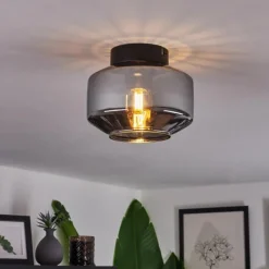 Suspension Verre Fumé-hofstein Plafonnier Gondim Fumé, 1 lumière