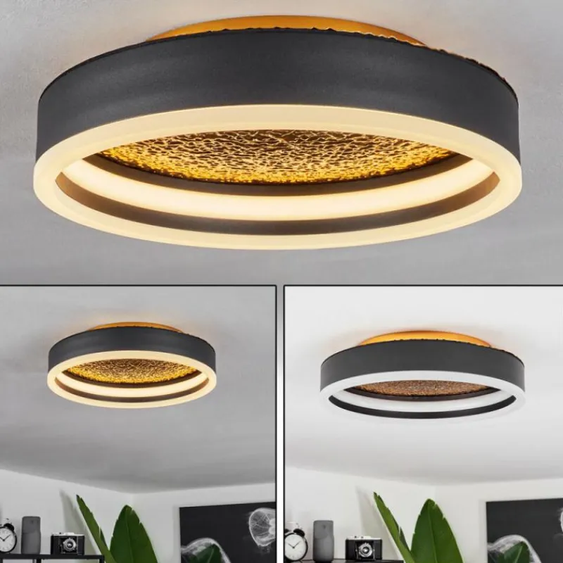 Lampes Dorées-hofstein Plafonnier Guine LED Or, Noir, 1 lumière