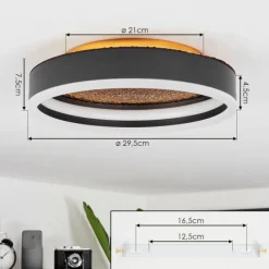 Lampes Dorées-hofstein Plafonnier Guine LED Or, Noir, 1 lumière