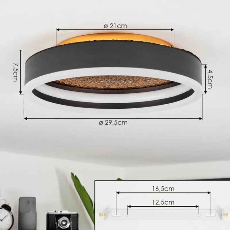 Lampes Dorées-hofstein Plafonnier Guine LED Or, Noir, 1 lumière