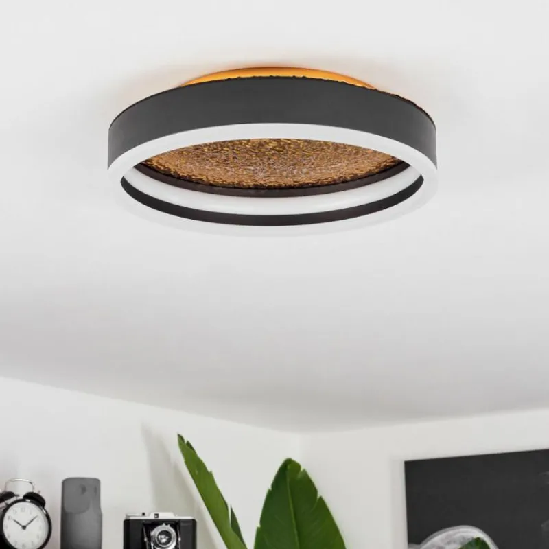 Lampes Dorées-hofstein Plafonnier Guine LED Or, Noir, 1 lumière