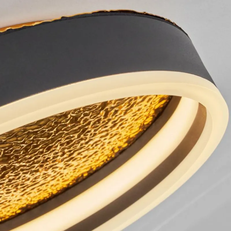 Lampes Dorées-hofstein Plafonnier Guine LED Or, Noir, 1 lumière