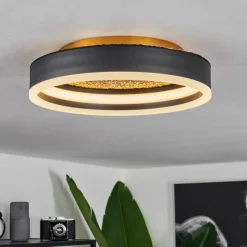 Lampes Dorées-hofstein Plafonnier Guine LED Or, Noir, 1 lumière